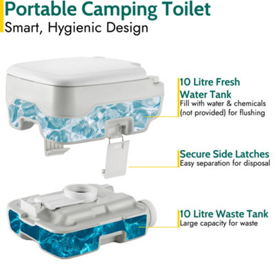 Trail Camping Toilet Portable 10L Flushable Porta Potty Loo Fishing Festivals