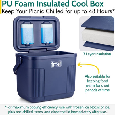 Trail Cool Box 22L Insulated Hard Cooler Hot Food Cold Food Drink Picnic Beach Camping - Dark Blue - 3