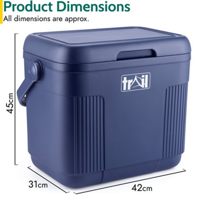 Trail Cool Box 22L Insulated Hard Cooler Hot Food Cold Food Drink Picnic Beach Camping - Dark Blue - 7