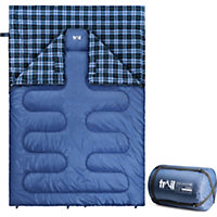 Trail Cotton Double Sleeping Bag Luxury Flannel Lined 3 to 4 Season with Bag