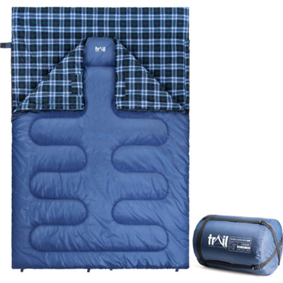 Trail Cotton Double Sleeping Bag Luxury Flannel Lined 3 to 4