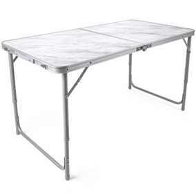 Trail Double Folding Camping Table Lightweight Portable Height Adjustable 4 Seater