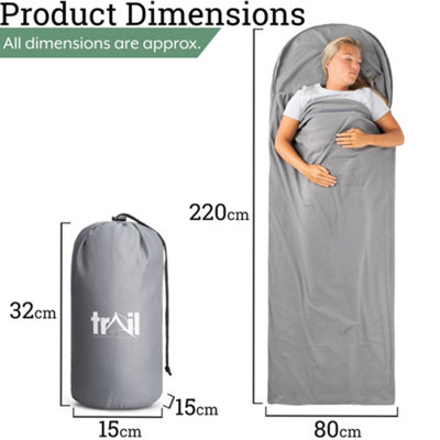 Trail Fleece Sleeping Bag Liner Single Adult Lightweight Compact Hooded with Bag - 6