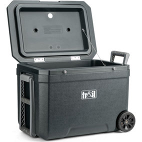 Trail Large Cool Box on Wheels 45L Wheeled Insulated Hard Cooler Hot Cold Food Picnic - Dark Grey