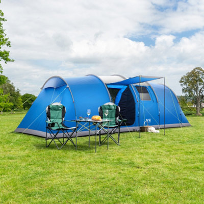 Trail Large Tunnel Tent 6 Man 2 Bedroom Family Camping Waterproof Sewn In Groundsheet