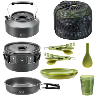 Trail Outdoor Leisure 2 Person Camping Cookset with Kettle - Khaki