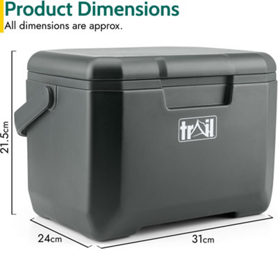 Trail Small Cool Box 5L Insulated Hard Cooler Hot Cold Food Drink Picnic Lunch Camping - Dark Grey - 7
