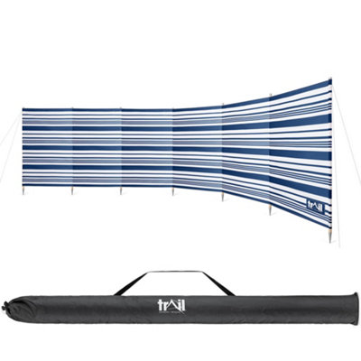 Trail Wooden Windbreak 7 Pole Windbreaker Blue with Bag 5.4m | DIY at B&Q