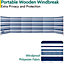 Trail Wooden Windbreak 7 Pole Windbreaker Blue with Bag 5.4m