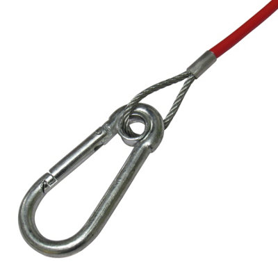 Trailer Break Away Safety Cable Hook & Ring PVC Coated (Red Towing Brake Wire Caravan Coupling) - 6