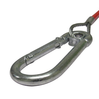 Trailer Break Away Safety Cable Hook & Ring PVC Coated (Red Towing Brake Wire Caravan Coupling) - 8