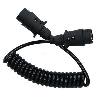 AB Tools 1.5m Trailer Light Extension Cable – 7 Pin Plug To Socket, Curly Coil, 12V/24V, BS163