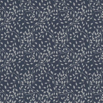 Trailing Leaves Navy Silver Wallpaper Blown Vinyl Metallic Paste The Wall Modern