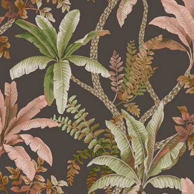 Trailing Palm Wallpaper Charcoal Holden 13802