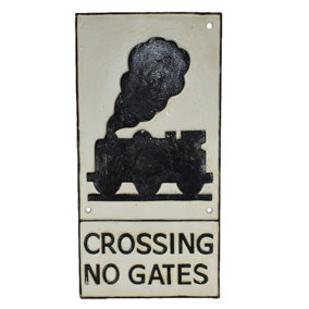 Train Crossing No Gates Railway Cast Iron Sign Plaque Wall Garage Train Tracks