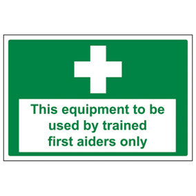 Trained First Aiders Safety Sign - 1mm Rigid Plastic - 300x200mm (x3)