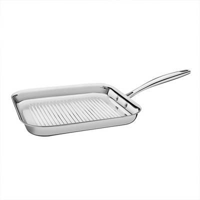 Tramontina Grano 3ply Stainless Steel Ribbed Grill Pan DIY at B&Q