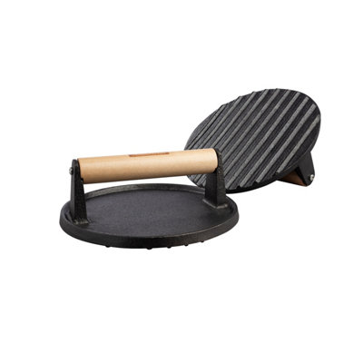 Tramontina Round Grill Press 17cm Pre-seasoned Cast Iron