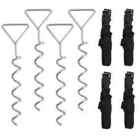Trampoline Anchor Kit - Anchoring Tie Down Pegs / Stakes - Deep Fastening Spiral Ground Anchors - Set of 4