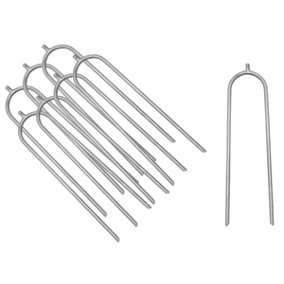 Trampoline Anchor Kit - Tie Down Pegs / Stakes - Metal U-Shaped Wind Guard Ground Anchors - Set of 8