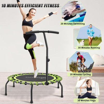 Trampoline Bungee Jumper 40" Round Rebounder Green With Adjustable Handle Bar - 7