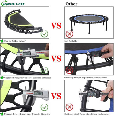 Trampoline Bungee Style Jumper 38" Rebounder Bouncer Exercise Silent Black Green - 6
