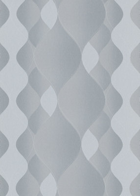 Tranquil Curvy Shimmer Vinyl Wallpaper in White and Soft Neutrals