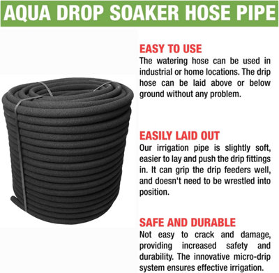Transform Your Plant Watering 100m Aqua Drop Soaker Hose Drip Pipe-Premium Recycled Rubber LowWater Usage and Efficient Irrigation - 5