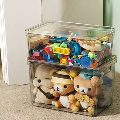 1pc Household Transparent Storage Box, Toy Storage Box, Folding Storage Box With store