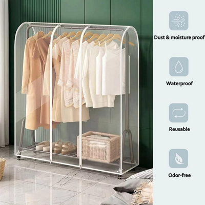 Transparent Garment Rail Strong Zipped Cover 120cm DIY at B Q