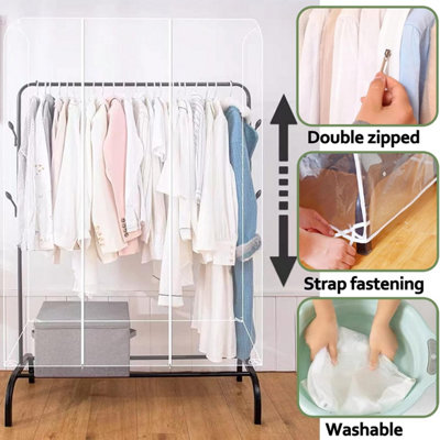 Transparent Garment Rail Strong Zipped Cover - 180cm