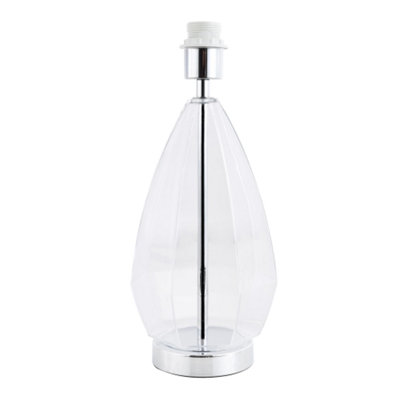 Transparent Glass and Polished Chrome Table Lamp Base with Inline Cable Switch