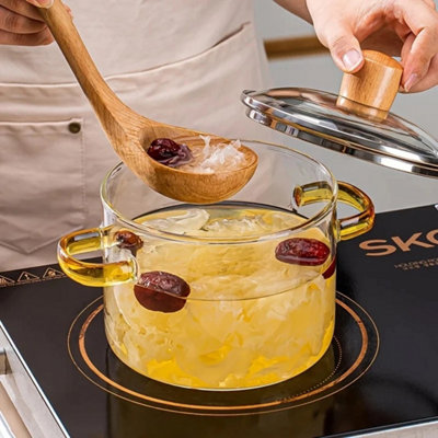 Transparent Glass Clear Heat Resistant Cooking Pot