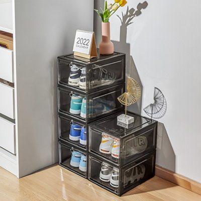 Transparent Grey 6Pcs Magnetic Shoe Storage Box DIY at B Q