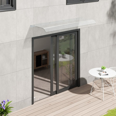 Transparent Retractable Front Door Canopy Outdoor Awning Window Garden Patio Porch Awning Rain Shelter Cover 120cm W x 43cm D