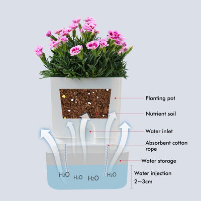 Transparent Self-Watering Flower Pot with Cotton Rope and Magnetic Base