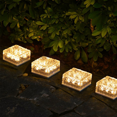 Transparent Solar-Powered Acrylic LED Warm Light Brick Floor Outdoor Light