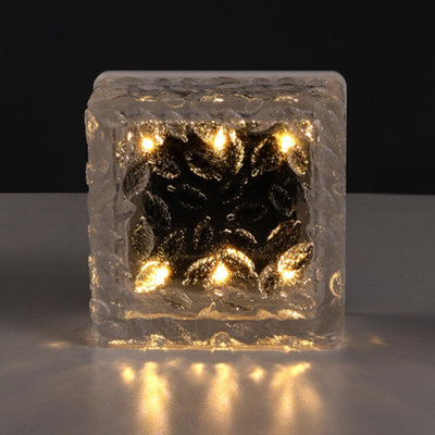 Transparent Solar-Powered Acrylic LED Warm Light Brick Floor Outdoor Light