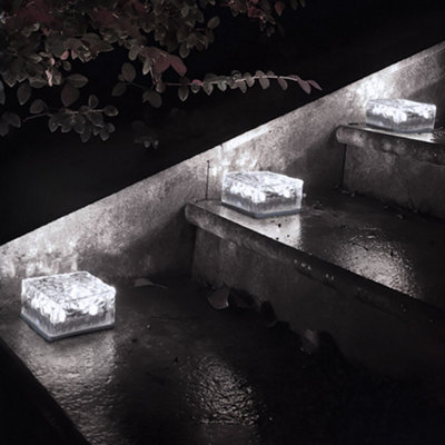 Transparent Solar-Powered Acrylic LED White Light Brick Floor Outdoor Light
