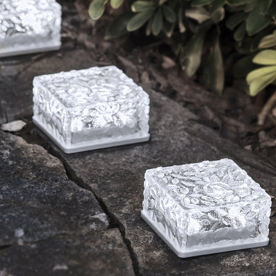 Transparent Solar-Powered Acrylic LED White Light Brick Floor Outdoor Light
