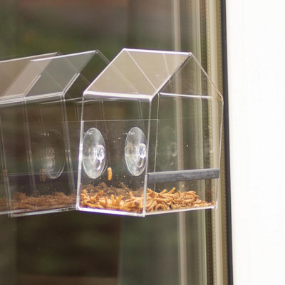 Transparent Window Bird Feeder - Weatherproof Outdoor Garden Clear Wild Bird Seed, Nut, Peanut Feeding Station with Suction Cups