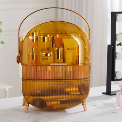 Transparent Yellow Elegant Multi Function Make Up Case Cosmetic Storage Box with Drawers and Handle Price Comparisons | Compare The Build