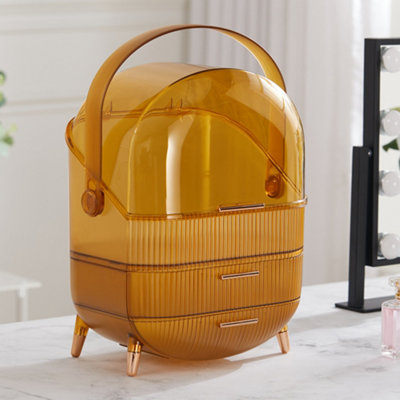 Transparent Yellow Elegant Multi Function Make Up Case Cosmetic Storage ...