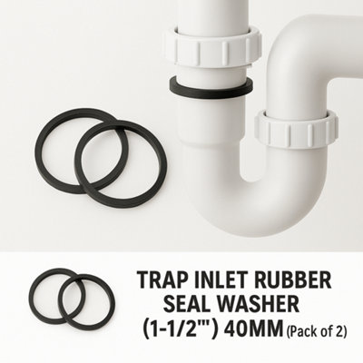 Trap Inlet Rubber Seal Washer 40mm 1.5 Inch Pack of 2 for Sink Waste Trap Leakproof Plumbing Seal