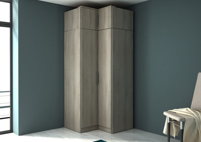 Trasman tall corner wardrobe  including topper