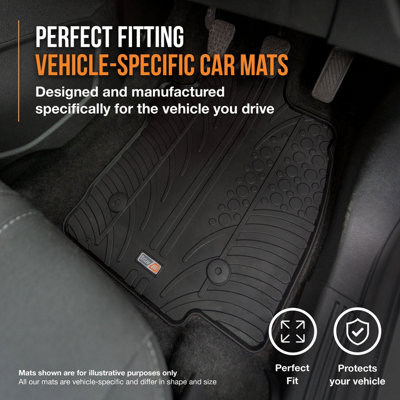 Carpeti Mats Waterproof Velour Car Floor Mats For Audi A5, S5, RS5 (2016-2023) – Black Carpet – Set Of 4 With Fixing Clips