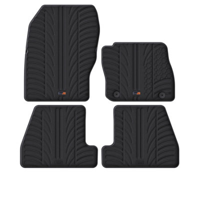 TRAVALL Premium Rubber Car Mats for Ford Focus Hatch (10-14)(4P+Fx)