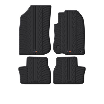 TRAVALL Premium Rubber Car Mats for Peugeot 2008 (2013-2019) (4Pcs+Fix) Trm1074R