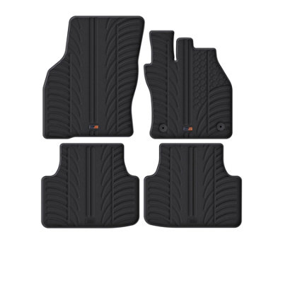 TRAVALL Premium Rubber Car Mats for Seat Leon Hatchback (2020-) (4Pcs+Fix) Trm1224R