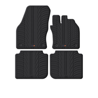 TRAVALL Premium Rubber Car Mats for Skoda Kodiaq (2017-2023) (4Pcs+Fix) Trm1199R